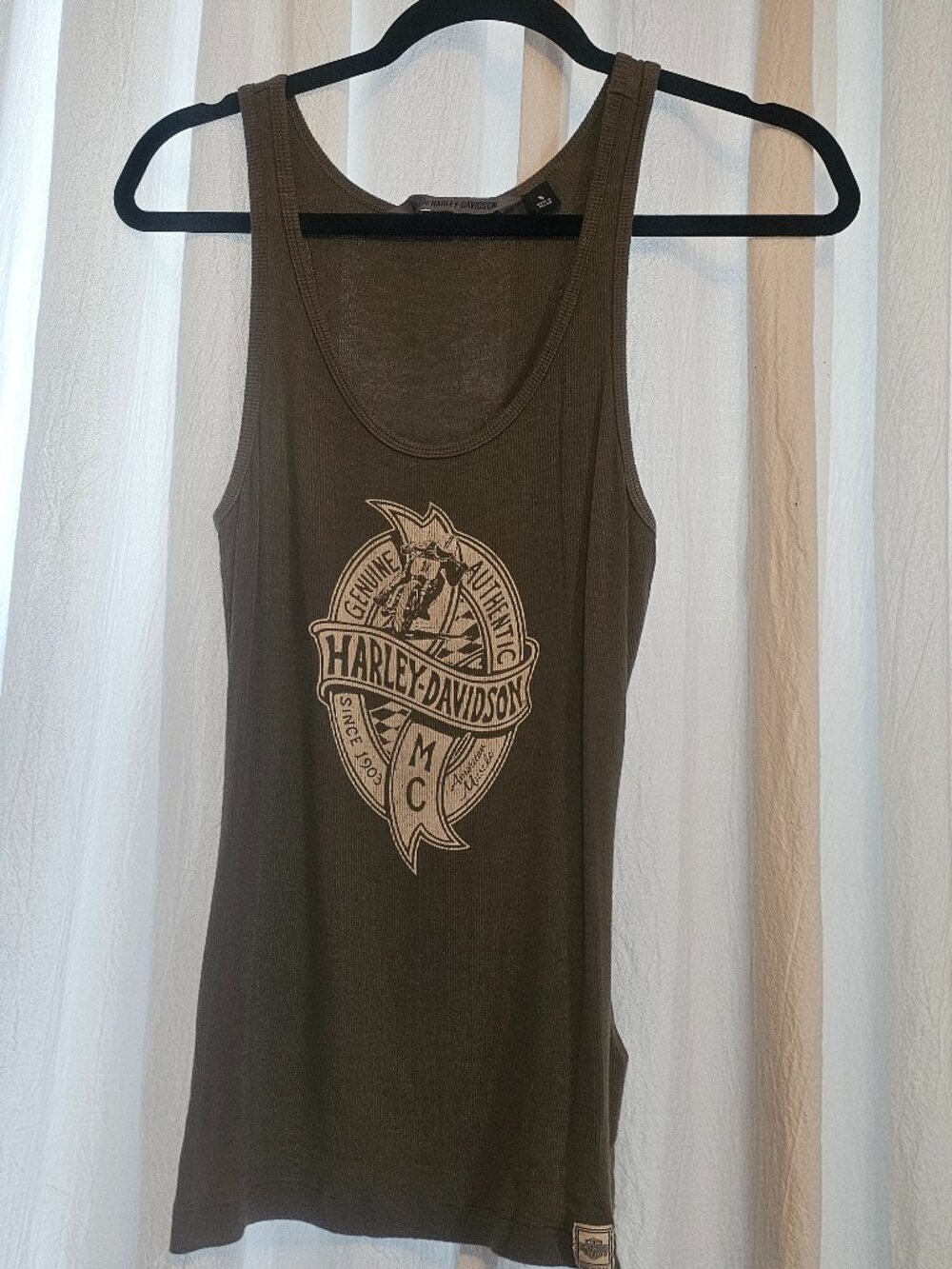 Harley Davidson Womens S Genuine Authentic MC Graphic Ribbed Tank Top